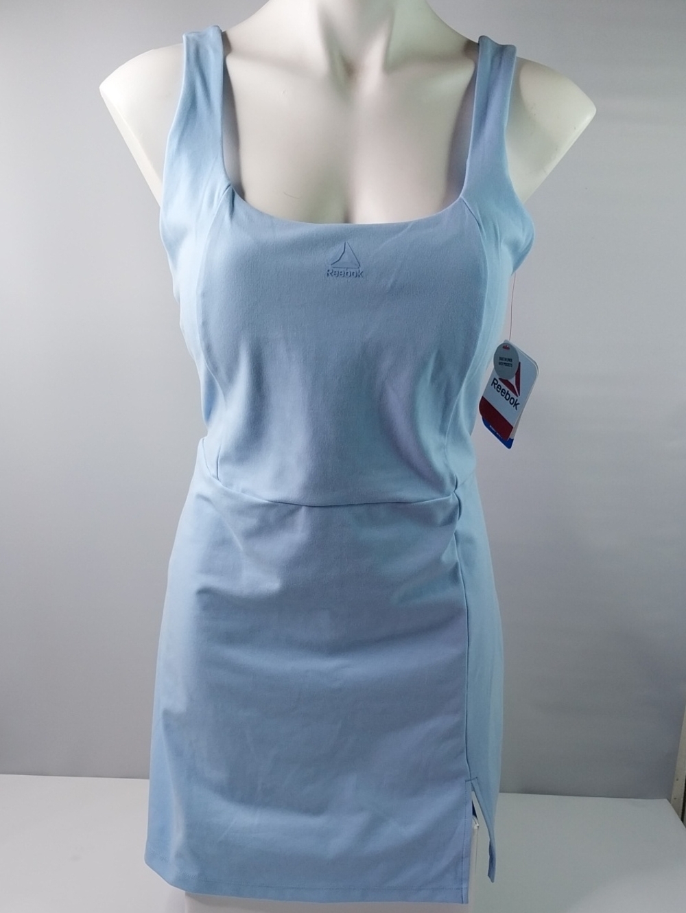 Reebok Light Blue Scoop Neck Tank Tennis Dress With Built In Liner With Pockets.